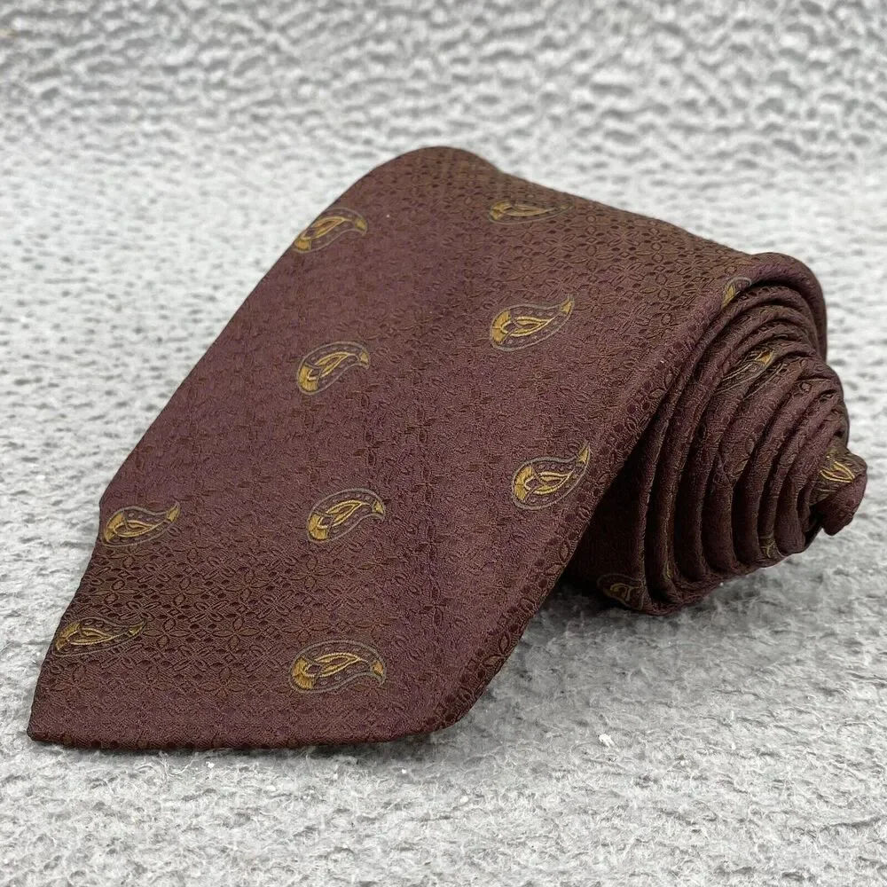Robert Talbott Best Of Class Silk Tie Brown Paisley Hand‎ Sewn Made USA Gorpcore